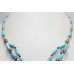 Necklace 925 Sterling Silver beads blue lapis lazuli turquoise coral stone P 342